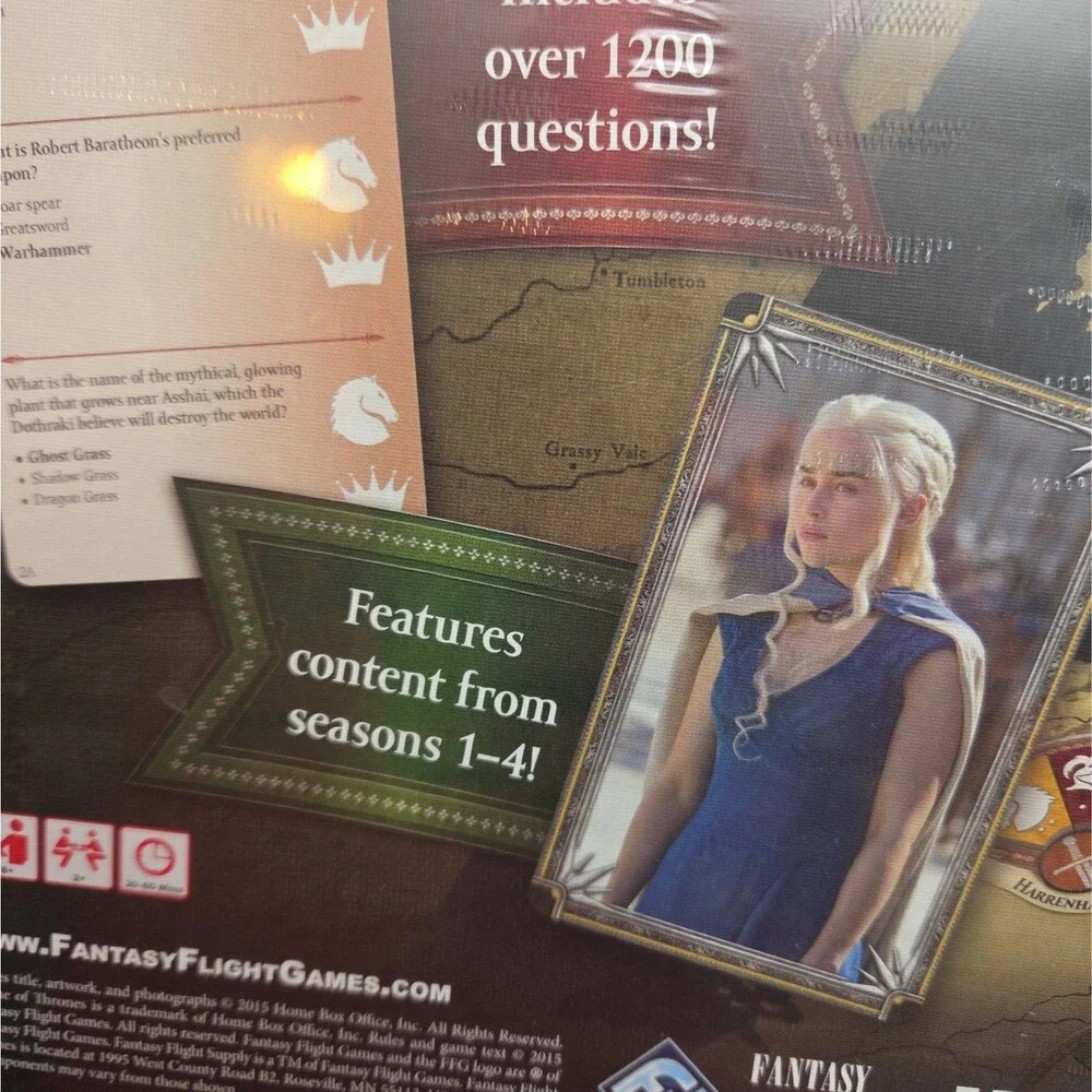 Game Of Thrones Trivia Game 2015 HBO Fantasy Flight NEW Sealed Seasons 1-4